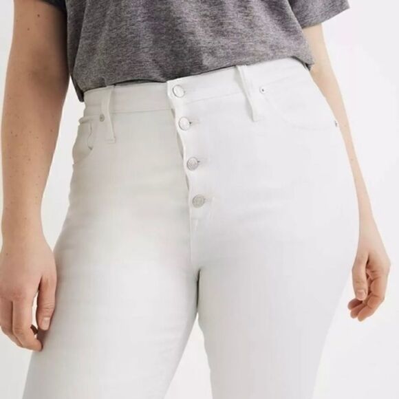 NWT Madewell High-Rise Skinny Crop Curvy Jeans in Pure White Size 37 - Picture 3 of 9